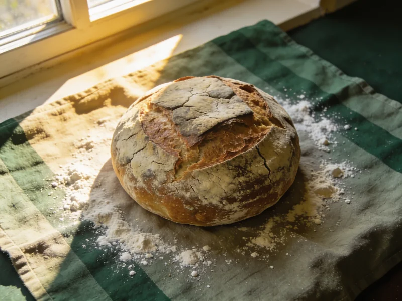 Tourte de meule vue du dessus sur un torchon