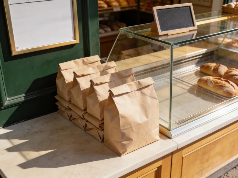Le comptoir de la boulangerie et la caisse
