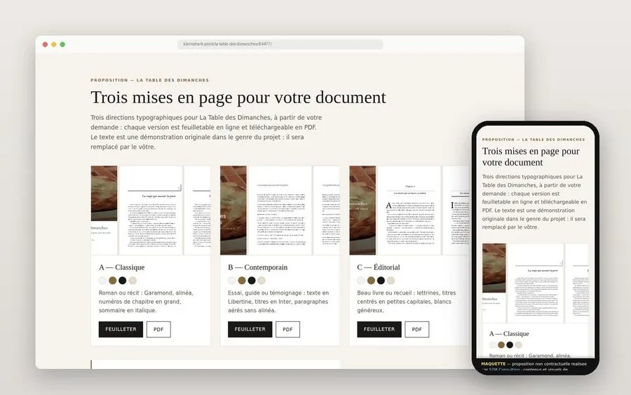 Mise en page d’un livre de recettes